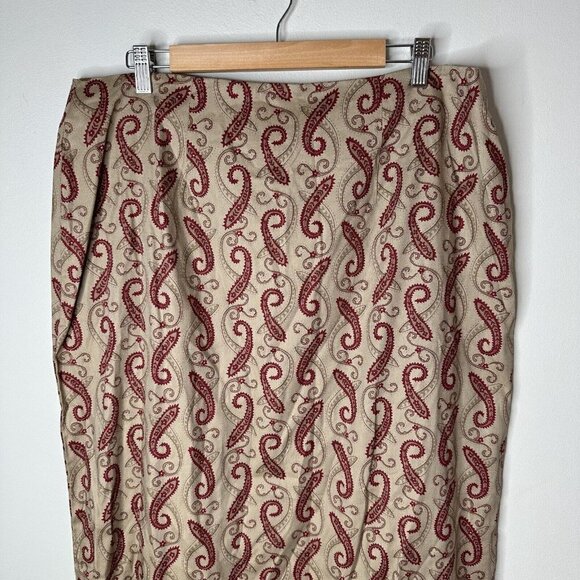 Woolrich Boho Gypsy Vintage Paisley Button Side Faux Wrap Long MIDI Skirt Sz 18 - Picture 6 of 10